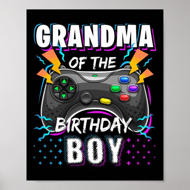Póster Abuela Del Bi De Videojuego De Cumpleaños (Frente)