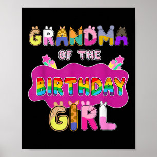 Póster Abuela Del Chica De Cumpleaños Familia Cerdo Fiest