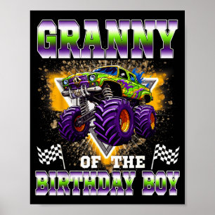 Póster Abuela del cumpleaños del niño Camión Monstruo Cum