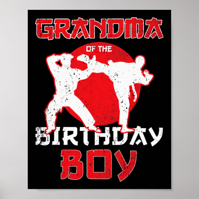 Póster Abuela Del Cumpleaños Karate Taekwondo Boy Marti (Frente)