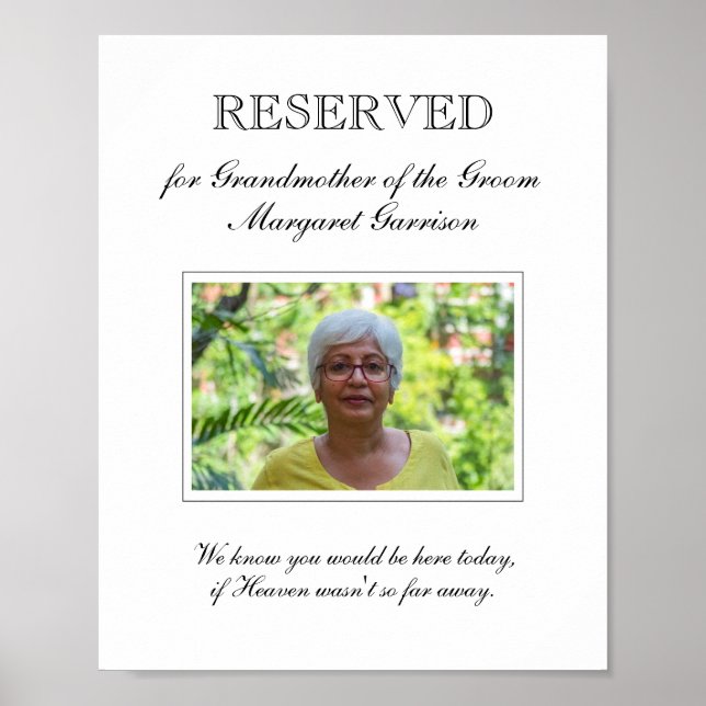 Póster Abuela del Novio Foto Memorial Boda (Frente)