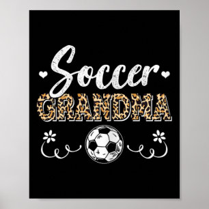 Póster Abuela divertida de fútbol Patrón de leopardo Abue