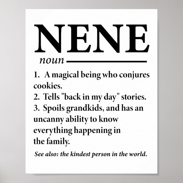 Póster Abuela Divertida Definición Nene (Frente)