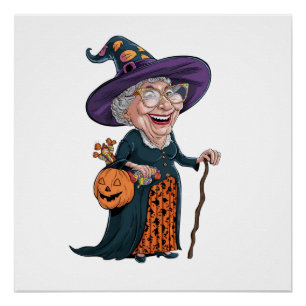 Póster Abuela divertida personalizado y Halloween(2)
