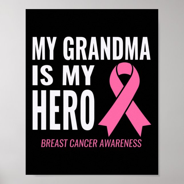 Póster Abuela Es Mi Heroe - Apoyo Contra el Cáncer de Mam (Frente)