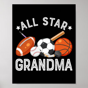 Póster Abuela Estelar del Niño Cumpleañero Sketll Fútbol