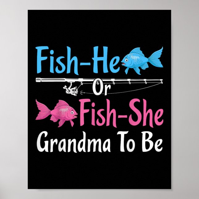 Póster Abuela Fish-él o Fish-ella para Revelar el Género  (Frente)