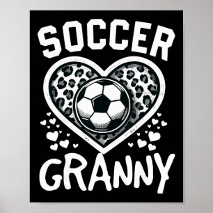Póster Abuela Fútbol Leopardo Corazón Abuela Jugadora de