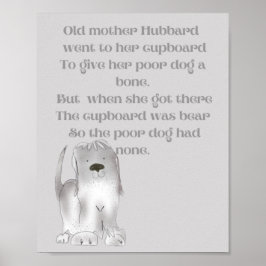 Póster Abuela Hubbard anciana divertido dibujo animado en