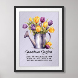 Póster Abuela jardín nietos con cariño