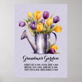Póster Abuela jardín nietos con cariño