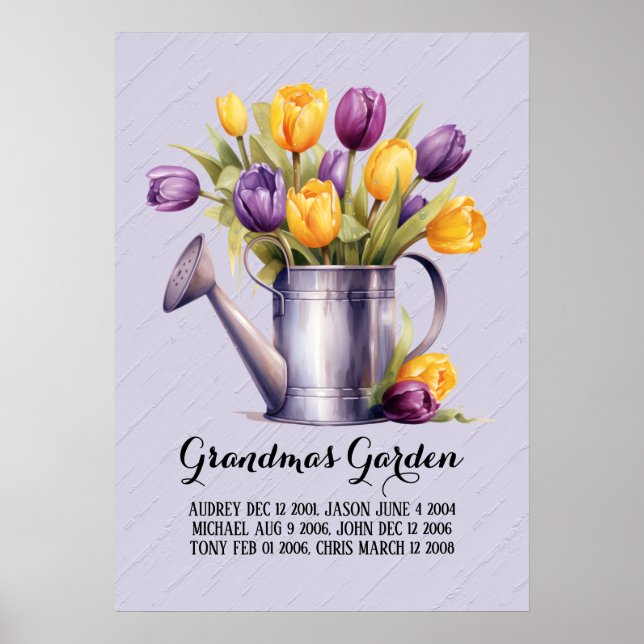 Póster Abuela jardín nietos con cariño (Frente)