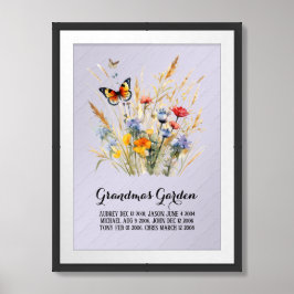 Póster Abuela jardin nietos con todo el corazón