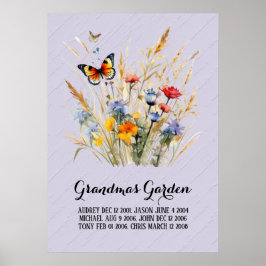 Póster Abuela jardin nietos con todo el corazón