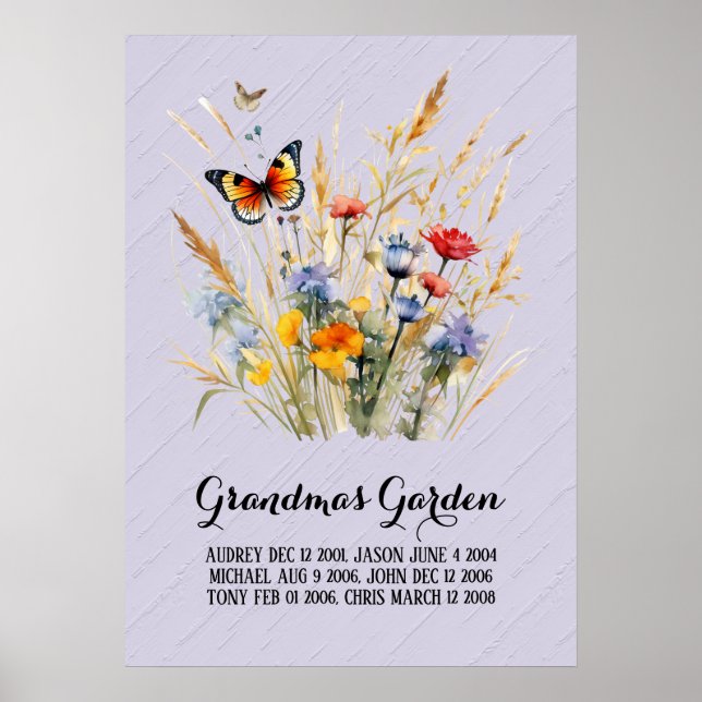Póster Abuela jardin nietos con todo el corazón (Frente)
