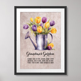 Póster Abuela jardinera con nietos con todo el corazón