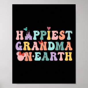 Póster Abuela más feliz de la Tierra Groovy Día de la Mad
