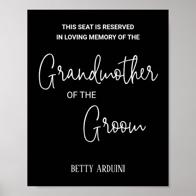Póster Abuela negra del Boda en memoria de Groom (Frente)