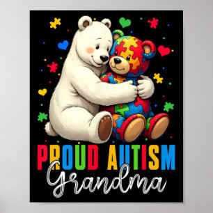 Póster Abuela orgullosa de autismo lleva autismo Concienc