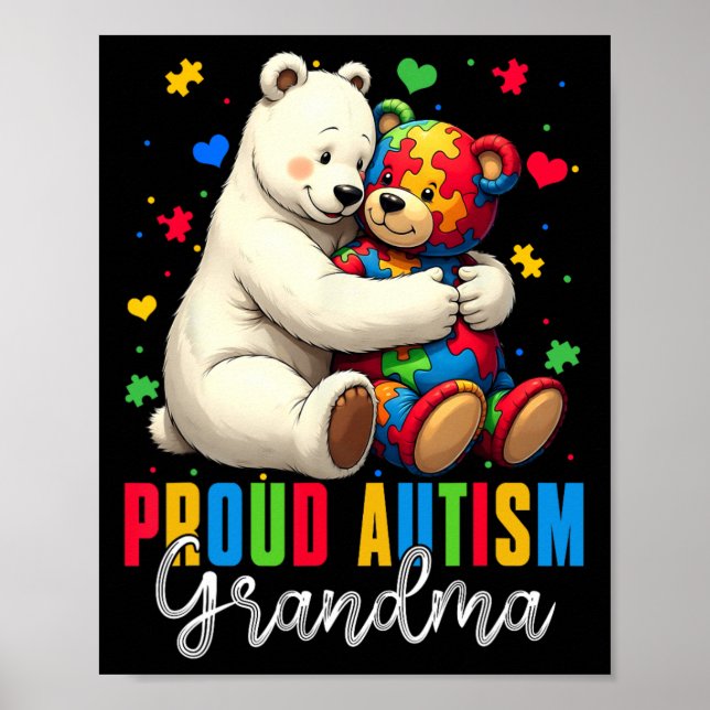 Póster Abuela orgullosa de autismo lleva autismo Concienc (Frente)