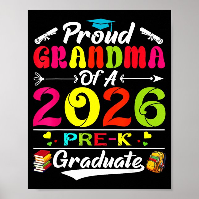 Póster Abuela orgullosa de graduada de prekín de 2026 día (Frente)