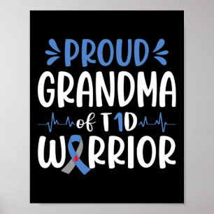 Póster Abuela Orgullosa De Guerrero De La T1D Para La Sen