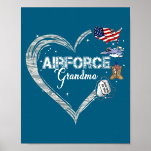 Póster Abuela orgullosa de la fuerza aérea de mujeres gra