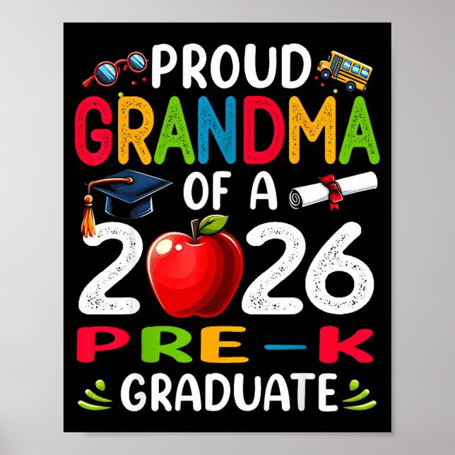 Póster Abuela orgullosa de la graduada de prekínder de 20 (Frente)