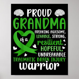Póster Abuela orgullosa de un guerrero con lesión cerebra
