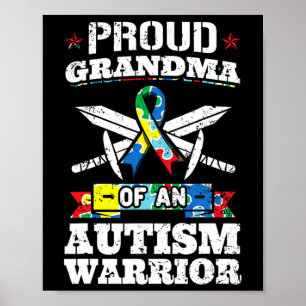 Póster Abuela Orgullosa De Un Guerrero Del Autismo Awaren