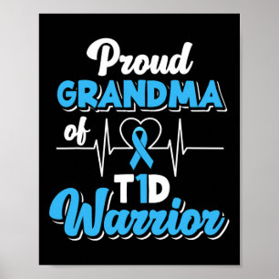 Póster Abuela Orgullosa De Un Guerrero Del T1d Diabetes D
