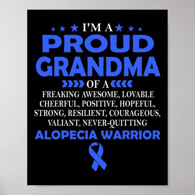 Póster Abuela Orgullosa Del Guerrero De Alopecia T (Frente)
