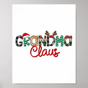 Póster Abuela Retro Claus Navidades renos a juego