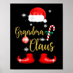 Póster Abuela Santa Claus Navidades familiares divertidos