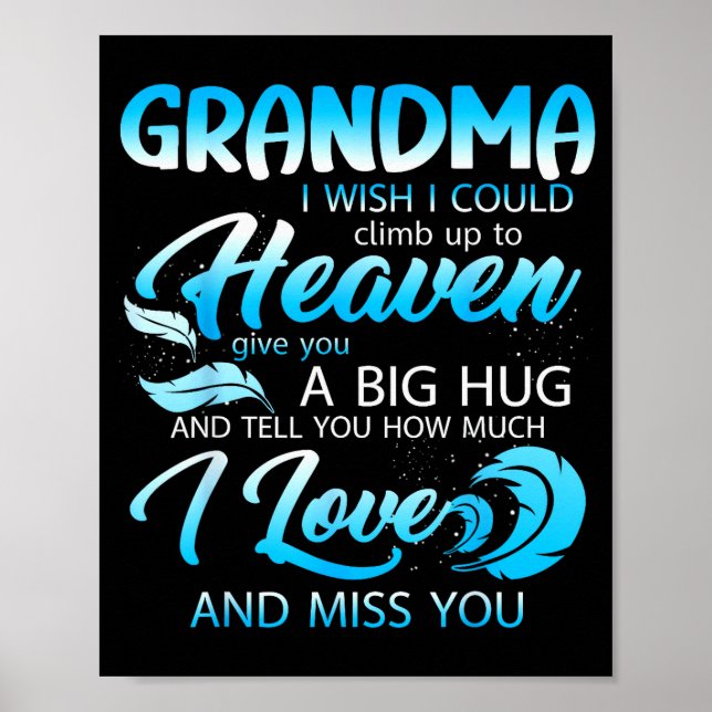 Póster Abuela te amo te extraño en el cielo dame un gran  (Frente)