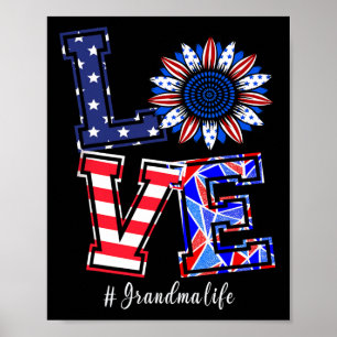 Póster Abuela Vida 4 De Julio Amor Girasol Americana F
