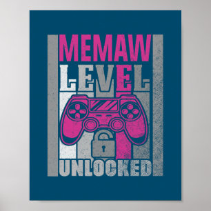 Póster Abuela Vintage Nivel Desbloqueado Amante de Juegos