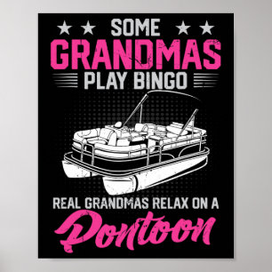 Póster Abuelitos divertidos Fiestas en bote descansan en 