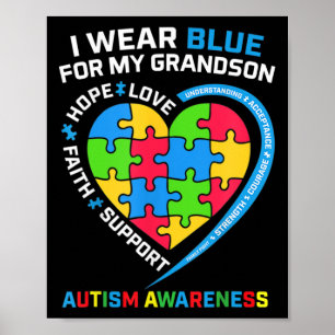 Póster Abuelo Abuela Que Uso Azul Para El Autismo De Mi A