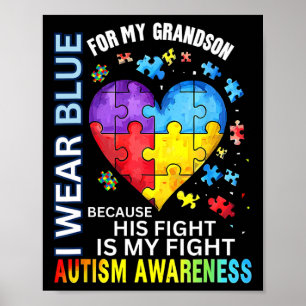 Póster Abuelo Abuela Que Uso Azul Para El Autismo De Mi A