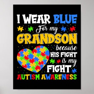 Póster Abuelo Abuela Que Uso Azul Para El Autismo De Mi A