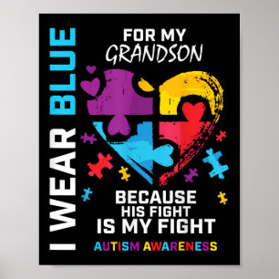 Póster Abuelo Abuela Que Uso Azul Para El Autismo De Mi A