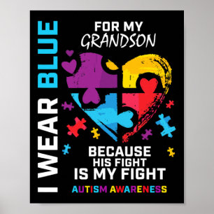 Póster Abuelo Abuela Que Uso Azul Para El Autismo De Mi A