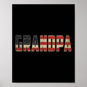 Póster Abuelo Bandera Americana Patriótica Día del Padre