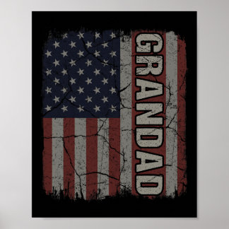 Póster Abuelo Bandera Americana Vintage Día del Padre 4 d
