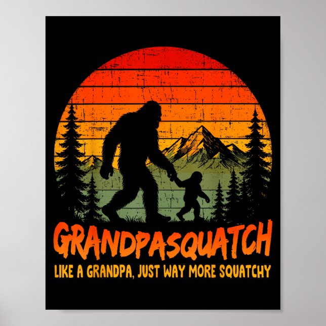 Póster Abuelo bigfoot retro squatch como un abuelo (Frente)