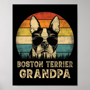Póster Abuelo Boston Terrier Vintage Amantes de los Perro
