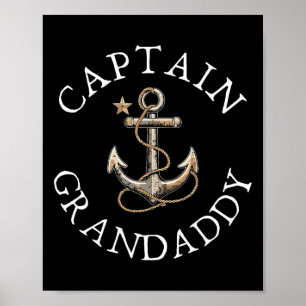 Póster Abuelo capitán barco navegando ancla divertido