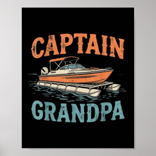 Póster Abuelo Capitán de Lancha Pontón Barco Náutico Vint