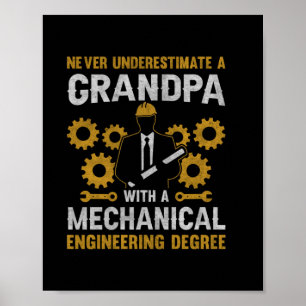 Póster Abuelo Con Ingeniería Mecánica
